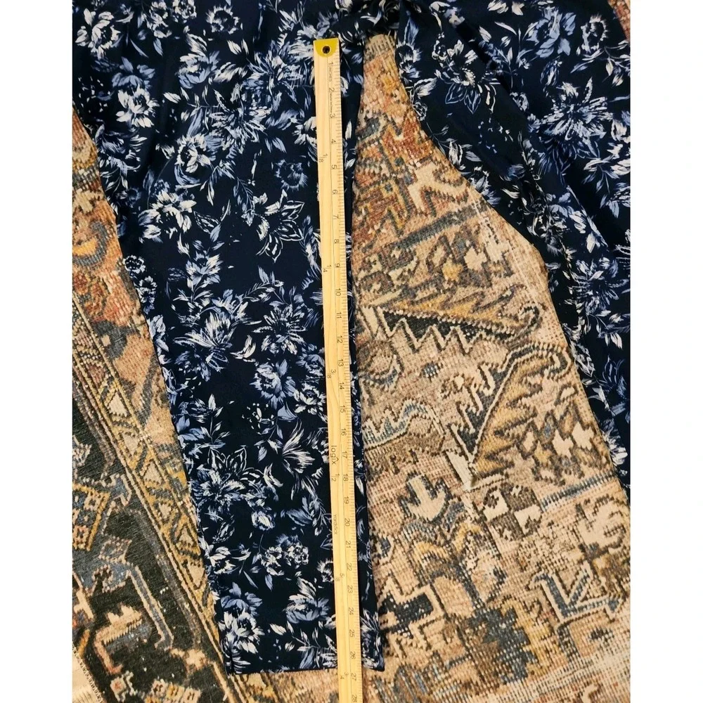 Counterparts Pants Women Size 18 Blue Floral Elastic Waist Pull On Stretch - Picture 6 of 9